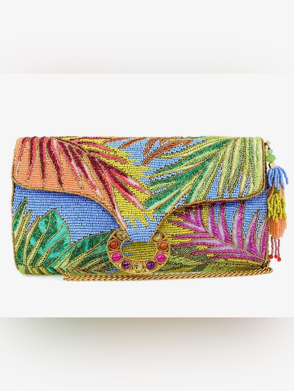 Tropics Palm Beaded Palm
Fronds Crossbody/Clutch
Handbag